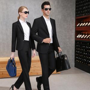 China 65% Polyester Balck Color Business Suit For Men And Women With Two Buckles factory
