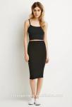 Stretch Knit Pencil Skirt Plain Black Body con Skirt For Women
