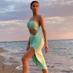 Open Back Twisted Strapless Summer Beach Dresses High Split