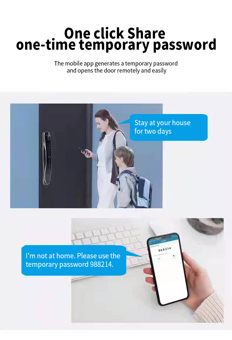 Face ID Intelligent Tuya Door Lock Intercom IC Card App Controlled Smart Door Lock