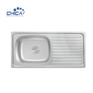 China CH10050B Single Bowl Sink With Drain Board Stainless Steel Kitchen Sink Press Kitchen Sink factory
