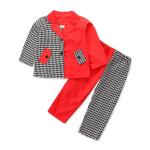 Children'S Outfit Sets Girls Houndstooth Stitching Suit Kids Girls Fashion 2
