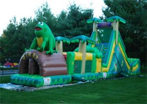 China Interesting Frog Inflatable Obstacle Course , Outdoor Playground Obstacle Course For Kids factory