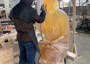 China Ornamental Traditional Carving Buddha Liu Li Glass Art factory