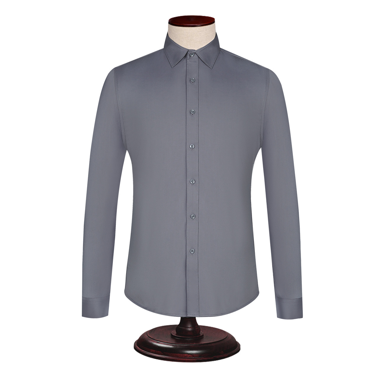 Breathable Material Men's Formal Dress Shirt in Gray with Long Sleeves and Slim Fit
