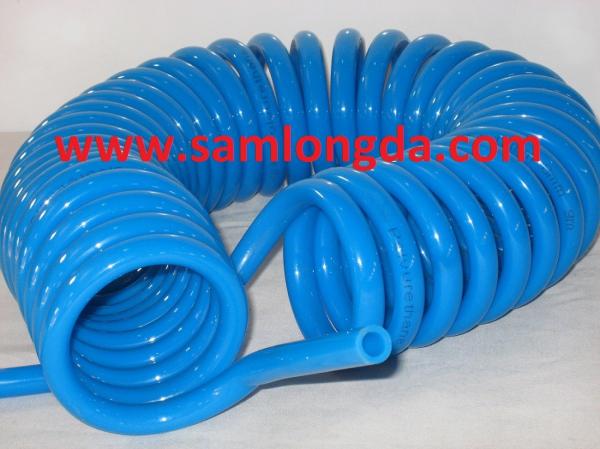 Polyurethane coil hose,SMC grade tubing, Clear Blue color PU coil tube, available on any quick couplings