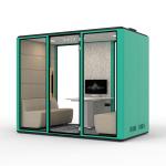 81.6 Inch Green Soundproof Office Pod Phone Booths Acoustic Tempered Glass