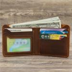 Vintage Animal Prints Rfid Holder Real Leather Purse for Men's Crazy Horse Slim