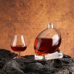 375ml Clear Glass Ball Shape Vodka Bottle with Cork and Hot Stamping