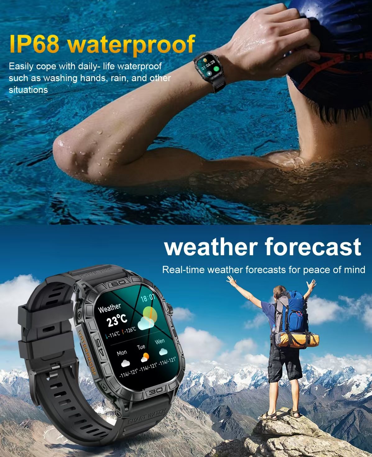 K63 Men'S Smart Watch Heart Rate Monitoring Smart Watch With AMOLED Screen BT Calling