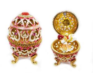 China Vintage Style Hand Painted Easter Egg Jewerly Trinket Box Love Angel Jewelry Box Faberge Egg Jewerly Trinket Box factory