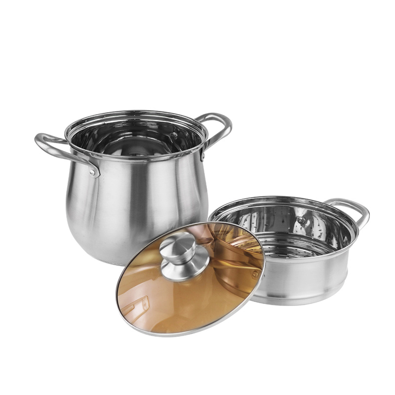 Different Size Stackable Steamer Pot Stainless Steel Material Double Layer