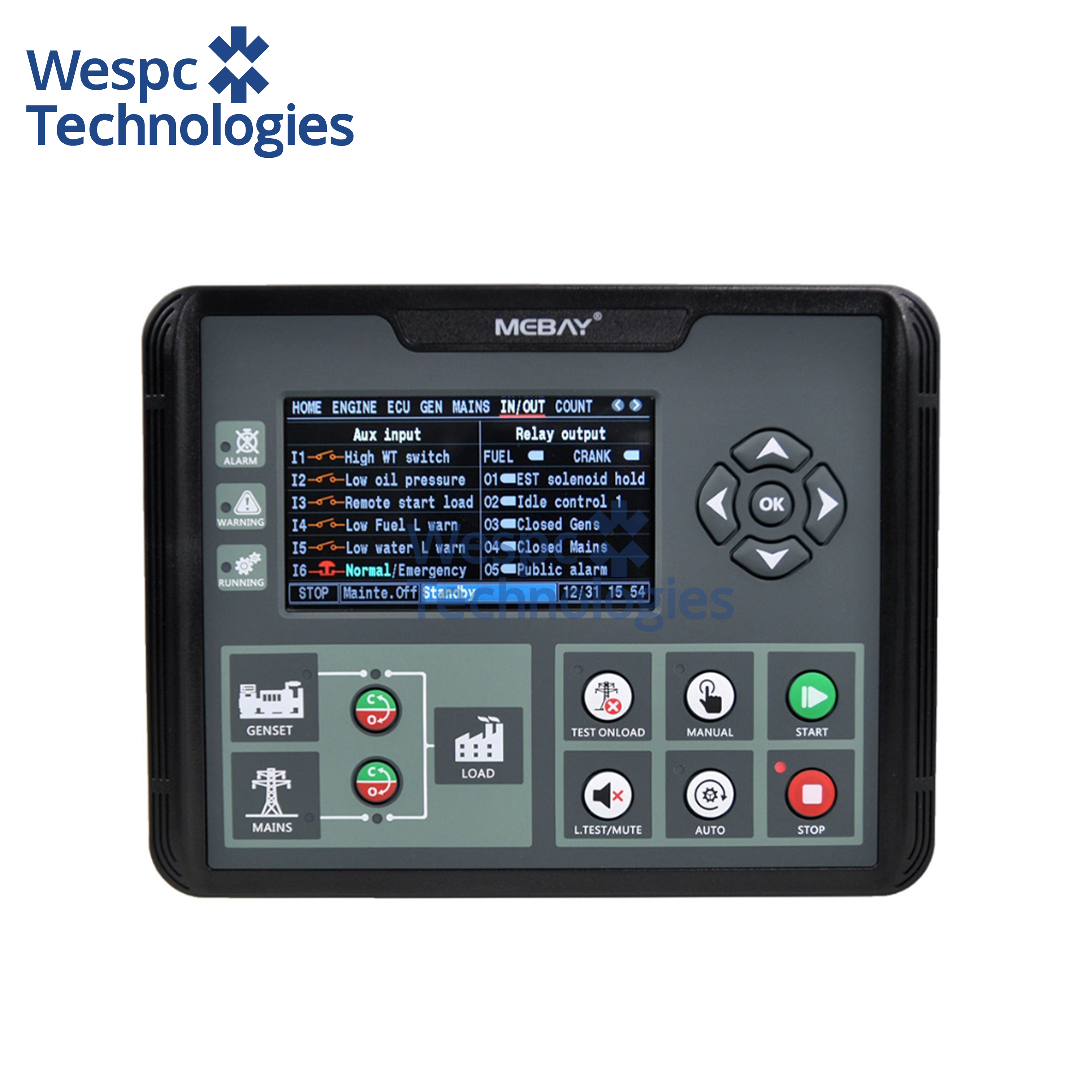 WESPEC Original DC72D MK2 Genset Controller Real-Time Parameter Monitoring