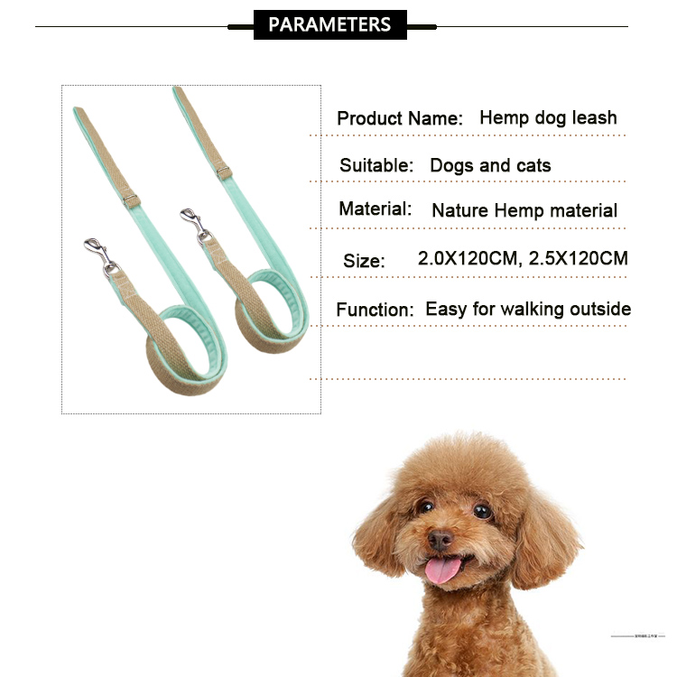 Nature Hemp Pet Dog Leash , Hemp Dog Collar Leash All Seasons