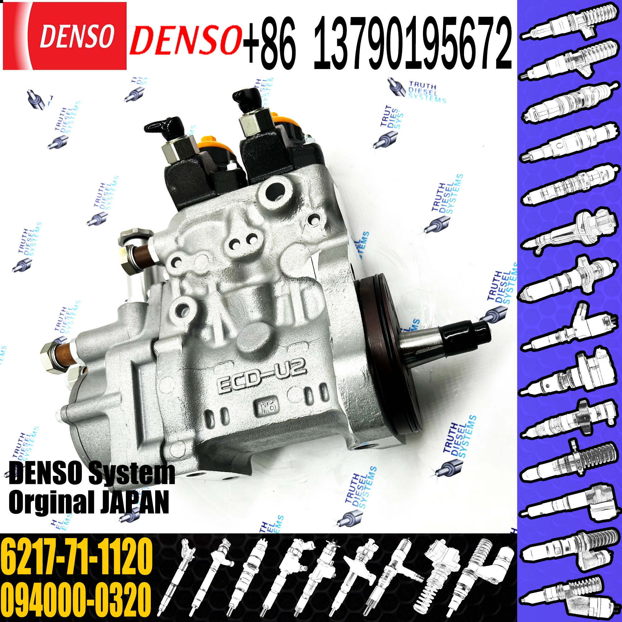 Original D155 D155AX-6 Engine SA6D140E Fuel Pump Assy,Denso injector pump:094000-0322,6217-71-1120, 6217-71-1121,6217-71