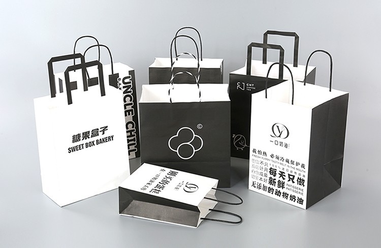 Custom Printed Kraft Paper Take Away Food Packaging Bags for Industrial at Reasonable