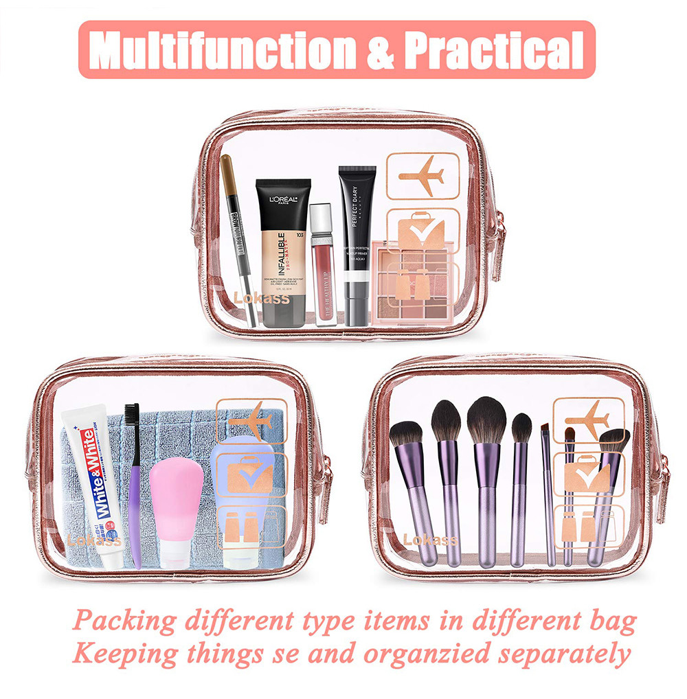 Roomy Zippered See Through PVC Makeup Bag For Girls
