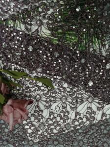 China Metallic Glitter Lace Sequin Embroidered Fabric Chemical factory