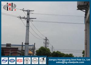 China 35KV Zinc Coated Steel Electric Power Pole For Electric Transmission Line Overhead Project factory