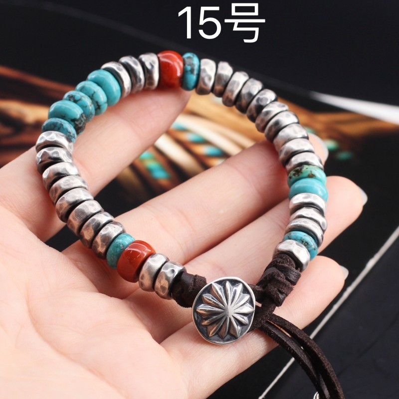 Original Vintage Silver Jewelry, Silver Beads, Fashionable Bracelets For Men Original Handmade 925 Sterling Silver Bracelets, Natural Red Turquoise,