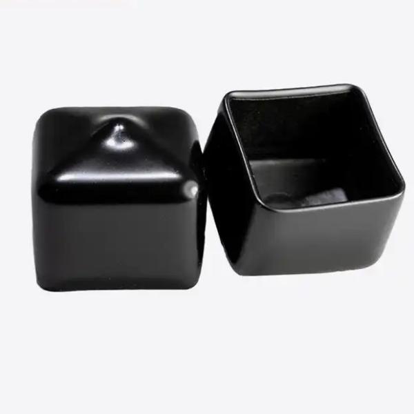 Square Vinyl End Caps Rubber Hole Plugs Black PVC End Cap Flexible Protector