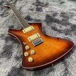 Custom BURN WASH Shaped Left Handed Electric Guitar Flamed Tiger Maple Veneer