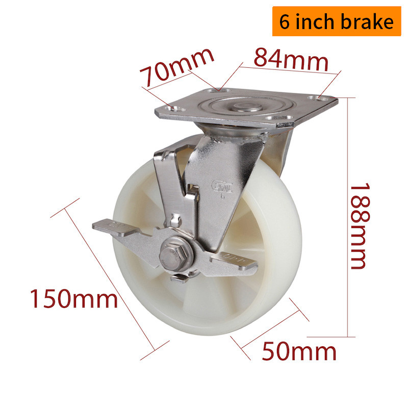 EDL 6 Inch Stainless Steel Caster Wheel Built For Heavy Duty Use With TPA 420kg Load S716P-25