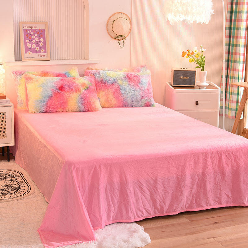 Rainbow Color Luxury Shaggy Super Soft Warm Mink Velvet Crystal Velvet Bedding Sets