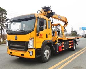 China HOWO Wrecker Tow Truck 220hp , Sliding Platform Crane Recovery Truck factory