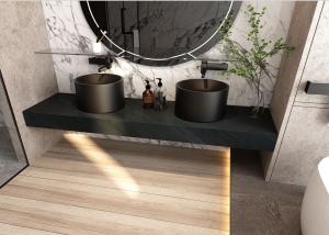 China Black Desk Sintered Stone Slabs 800x2600mm Cupboard Surface Decor factory