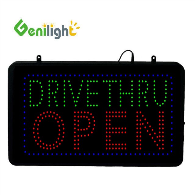 22*13inch CE and RoHS Genilight Indoor RGB Illuminated Drive Thru Coffee Neon Open Sign