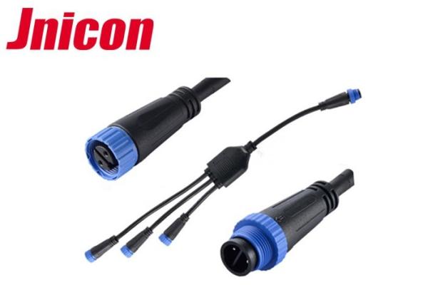 Screw Locking Outdoor Waterproof Connectors , Y Shape 3 Way Outdoor 2 Pin