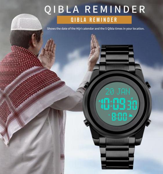 1734 Premium Men's Jam Tangan Watches Muslim Azan Uhr Qibla Direction Watch Al