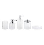 Clear Glass Bathroom Countertop Accessories with Big Checker Box Cotton Jar