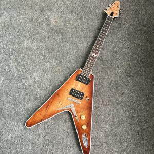 China Emerald natural Flying V Electric Guitar China OEM Custom Body flying v guitar&amp; Kits factory