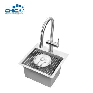 China 15x15x9cm Single Bowl Handmade House Kitchen Sink With Faucet Stainless Steel Kitchen Sinks With Filter Basket factory