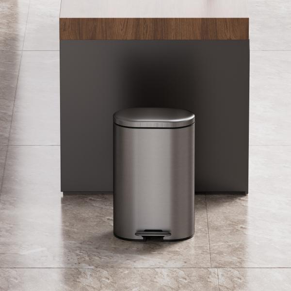 460 x 380 x 635 mm Soft Close Pedal Bin Stylish Oval Design Stainless Steel