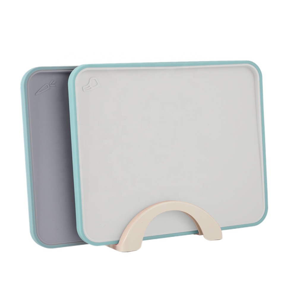 Custom Colored PP Chopping Blocks With Tray Index Plastic Cutting Board Set Large Size