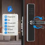 TTLock Digital Biometric Front Door Lock Grip Open Anti Peep Code IC Card Key