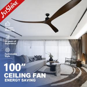 China 100 Inch Big Ceiling Fan With Remote Control 3 Solid Wood Blade DC Motor factory