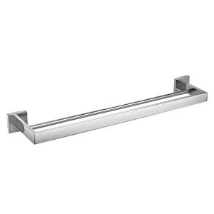 China OEM Chrome 24 Inch Towel Bar Square SUS304 Heavy Double Bar Towel Rack factory