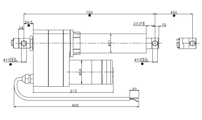 Linear Actuator 12v 24v IP65, Electric Actuator with 4500n load 200mm stroke
