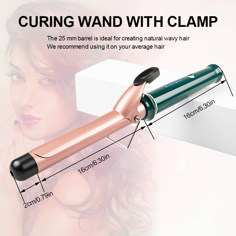 32mm Barrel Ceramic Hair Curling Iron Belt Clip Lcd Display Rohs Approval