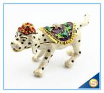 Dog Trinket Box Animal Jewelry Box Metal Pewter Enamel Gift Box Modern Home