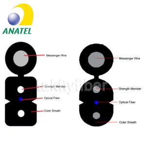 China ANATEL Approved 1C 2C 4C G657A Flat FTTH Drop Cable GJYXCH Steel Wire Flat Drop Fiber Cable factory
