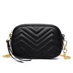 18cm 12cm Female Crossbody Bag Zippered Small Black Square Purse