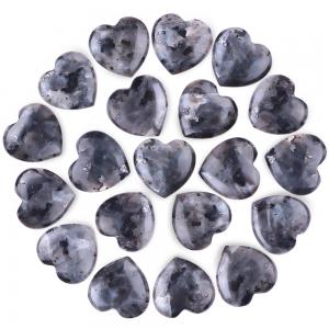 China 0.8 Inch Black Labradorite Heart Shaped Healing Stones For Jewelry Making factory