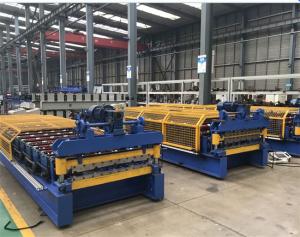 China Iron steel roof panel roll forming machine hydraulic cutting ibr making machine factory