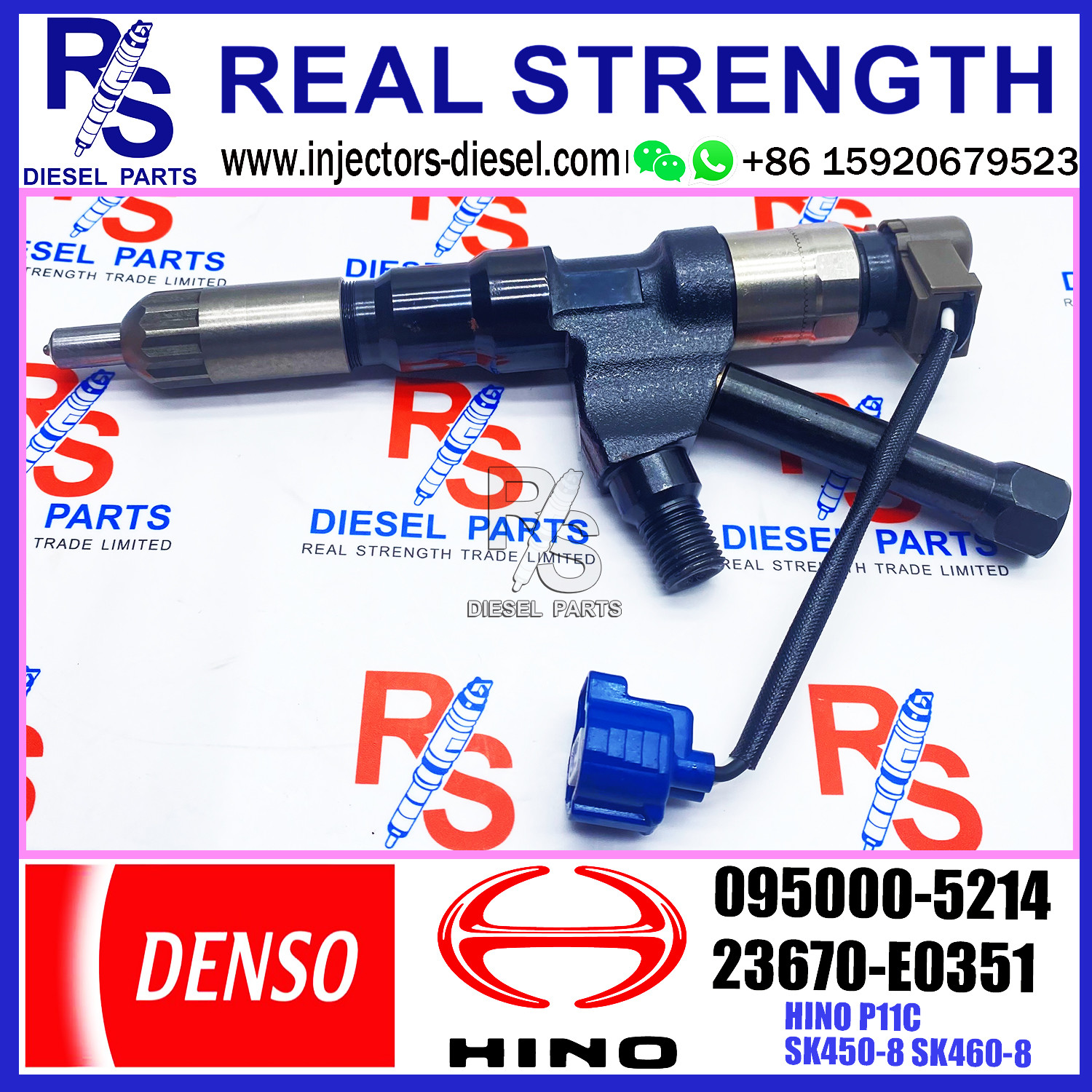 Excavator Spare Part 23670-E0351 Fuel Injector 095000-5215 SK460-8 P11C KOBELCO 095000-5213 095000-5214