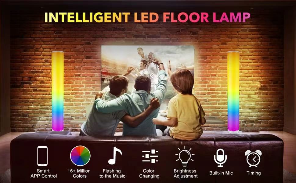 12V 1A LED Corner Floor Lamp RGB Color Changing Standing Lamp Multicolor